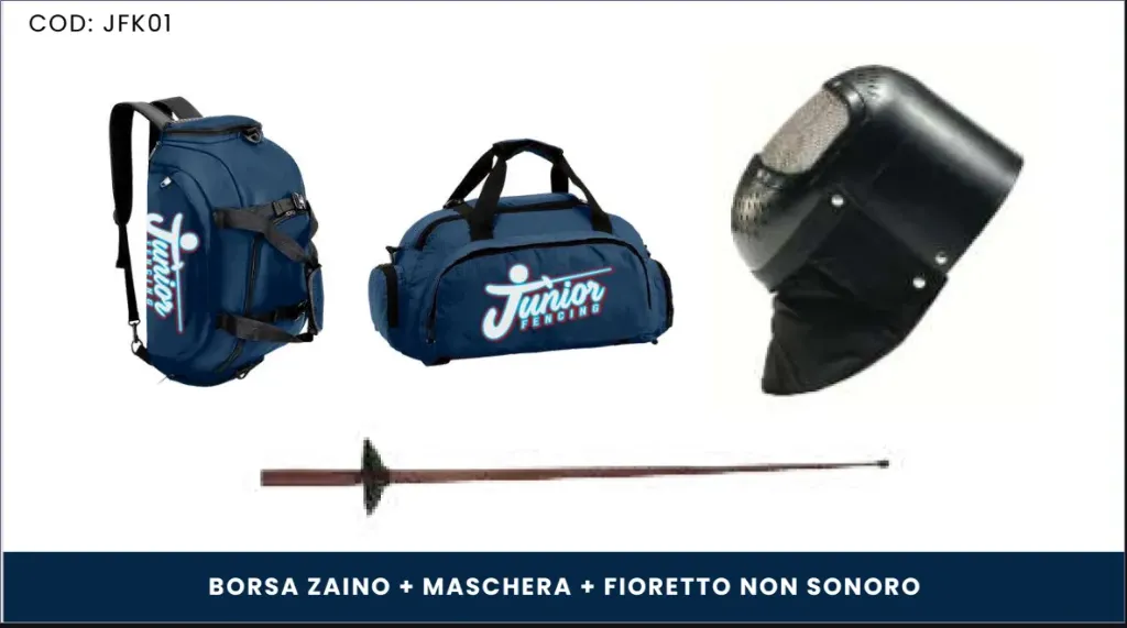 [JFK01-MA] Kit Plastica 1 - zaino - maschera - fioretto non sonora (AZZURRO)