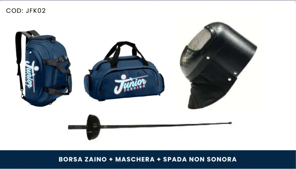 [JFK02-MA] Kit Plastica 2 - zaino - maschera - spada non sonora (AZZURRO)